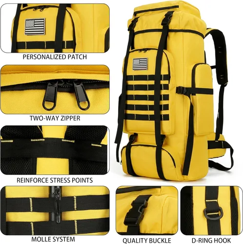 Miniatura 5 de Mochila de senderismo W WINTMING para hombres 70L/100L, mochila de campamento, mochila militar Molle, paquete de asalto de 3 días para escalada