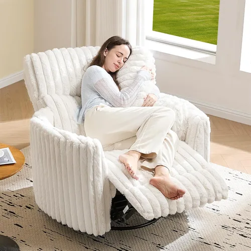 Miniatura 8 de Jocisland Silla Mecedora Eléctrica para Guardería, Sillas Reclinables Giratorias de Gran Tamaño para Adultos con 2 Almohadas, USB y Tipo-C, Cómodo