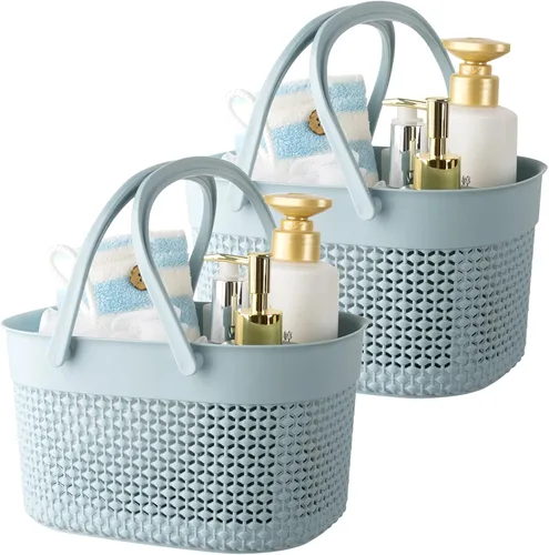 Miniatura 9 de rejomiik - Cesta portátil para ducha, organizador de plástico con asas, bolsa de aseo para baño, artículos esenciales para dormitorio universitario