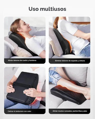 Miniatura 8 de Masajeador de cuello y espalda con calor, masajeadores eléctricos para cuello y espalda, almohada de masaje 3D para espalda, cuello, hombros, alivio