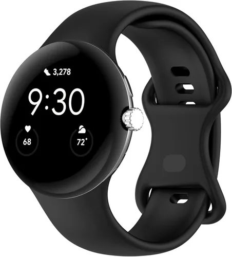 Correa Compatible con Google Pixel Watch 1/2/3/4 (41mm), Pulsera de Reemplazo de Silicona Suave Deportiva para Google Pixel Watch 41mm Negro (cierre