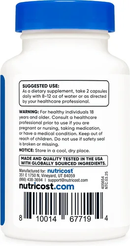 Miniatura 4 de Nutricost HMB (As Calcio Beta-hidroxi beta-metilbutirato) 1,000 mg, 60 cápsulas – 500 mg por cápsula, sin OMG, sin gluten, 30 porciones