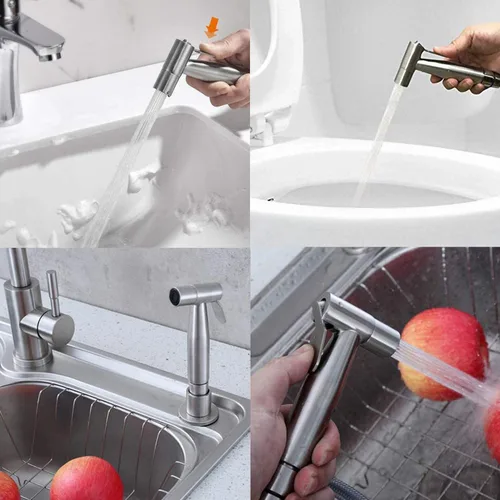 Miniatura 5 de Kit de rociador de bidé de mano, rociador de acero inoxidable de níquel cepillado, cabezal de ducha para inodoro con manguera de 59 pulgadas