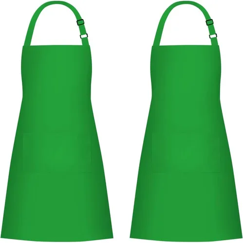 Miniatura 20 de Jubatus Paquete de 1 delantal con peto con 2 bolsillos, delantal de cocina de chef para mujeres y hombres, color negro