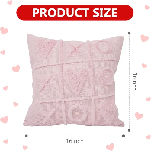 Miniatura 3 de Juego de 2 fundas de almohada de San Valentín de 16 x 16 pulgadas, decoración del día de San Valentín, fundas de almohada rosas para decoración