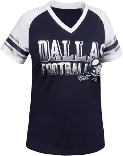 Miniatura 3 de Camisetas raglán Athletic City para mujeres fanáticos del fútbol - Azul marino y blanco