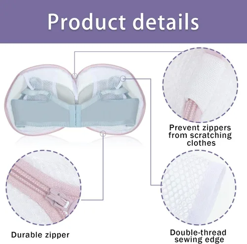 Miniatura 4 de Shappy 6 piezas de bolsas de malla para lavar brasieres para lavandería, bolsas de lavado de lencería y ropa interior con cremallera para mujeres