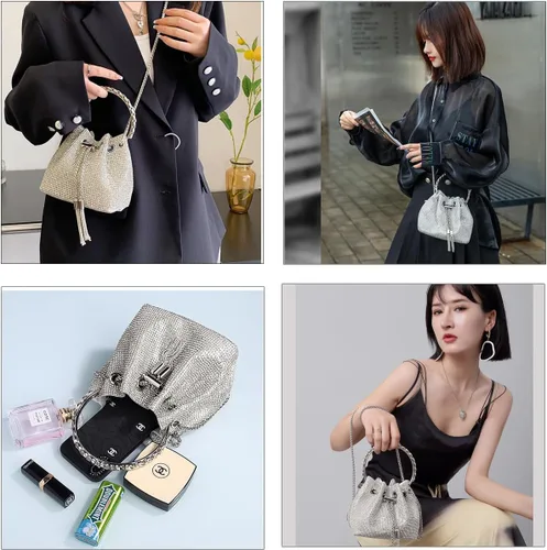 Miniatura 5 de Bolso de noche con diamantes brillantes para mujer, bolso de mano con diamantes de imitación para fiesta, baile de graduación, cóctel