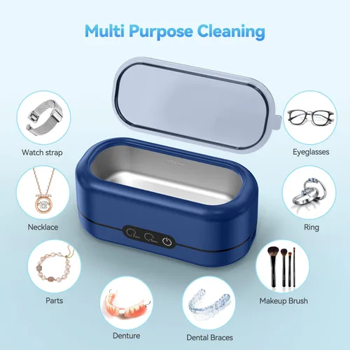 Miniatura 3 de BYASKZIV Limpiador ultrasónico de joyas, limpiador de joyas mejorado de 48 KHz, máquina ultrasónica con tanque de acero inoxidable 304 para lentes