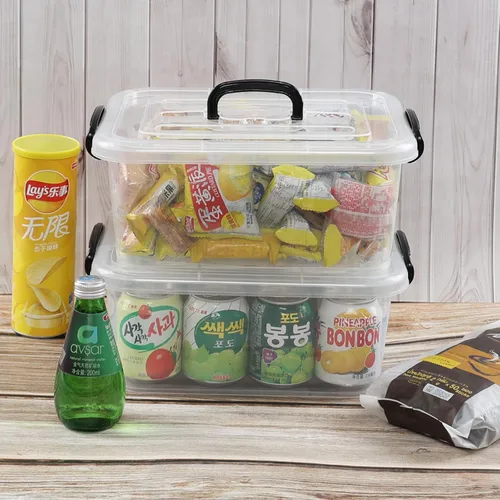 Miniatura 4 de Quickquick - Caja de plástico de 8 L con asa, contenedores de cierre de almacenamiento con asas, transparente, 2 paquetes