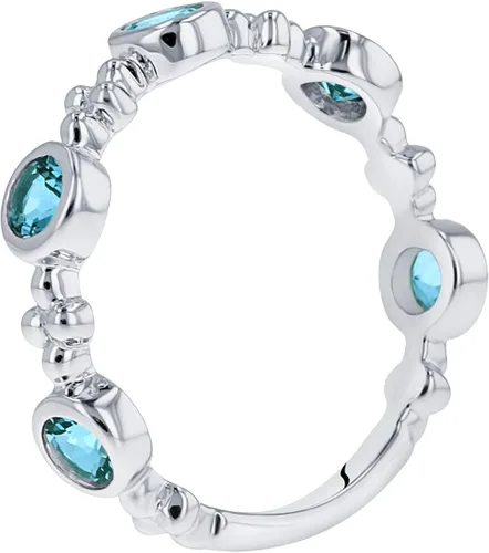 Miniatura 5 de Peora Tiara apilable de 5 piedras para mujer, plata de ley 925, piedras natales de piedras preciosas naturales, 0.075in de ancho, tallas 5 a 9