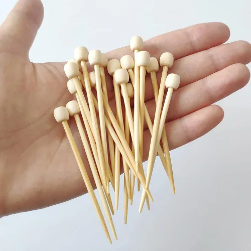 Miniatura 6 de 20 pines de marcado de bambú de 2.65 pulgadas de largo, agujas de tejer de un solo punto, mini alfileres de marcado, accesorios de tejer