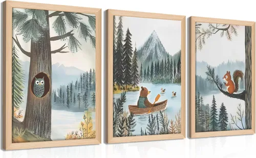 Miniatura 11 de Conjunto de 3 cuadros de arte de pared de osos de rugby deportivos para guardería – Cuadros de osos bebés vintage bonitos, pinturas, pósteres
