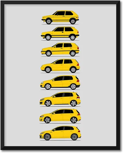 Miniatura 10 de Custom Car Posters Póster hecho a mano compatible con Volkswagen Golf GTI Generations e impresión de VW GTI (modelos de coche: MK1 a MK8)