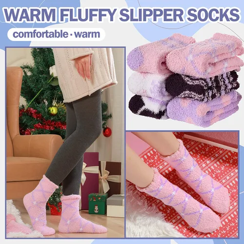 Miniatura 3 de ANTSANG Womens Fuzzy Socks Slipper Winter Fluffy Comfy Cozy Socks Cabin Warm Home Socks