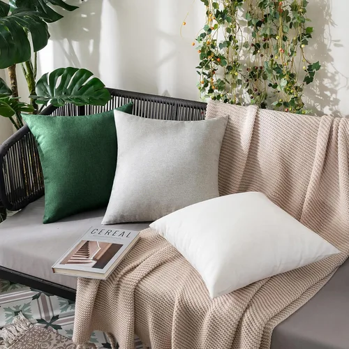 Miniatura 4 de MIULEE Paquete de 2 fundas de almohada decorativas para exteriores, impermeables, sólidas, de lino sintético, para jardín, granja, patio, tienda