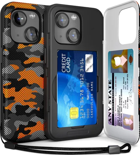 Miniatura 30 de TORU CX Slim - Funda tipo cartera para iPhone 15, funda protectora a prueba de golpes resistente con tarjetero oculto y ranura para tarjetas, espejo