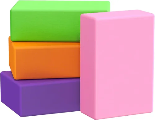 Yoga Blocks 4 Pack - Premium 3x6x9 IN EVA Foam Bricks for Pilates Workout, Stretching, Meditation | Non-slip and Lightweight Yoga Bricks for