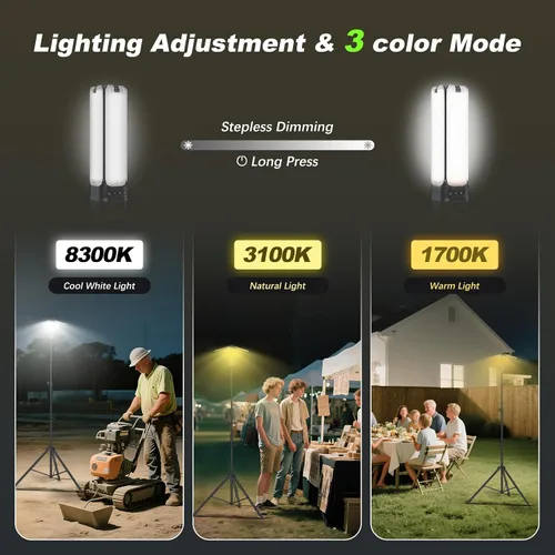 Miniatura 7 de Luces de camping telescópicas recargables de 14000 mAh LED, linternas magnéticas multifunción para iluminación de obra, lámpara de tienda de camping