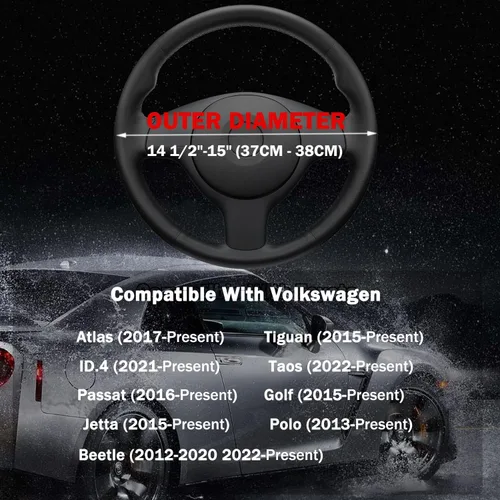 Miniatura 6 de Funda para volante en forma de D para Volkswagen VW Atlas Tiguan Jetta ID.4 Passat Taos Golf Beetle Polo GTI Touareg CC SEL SE R-line S Cross