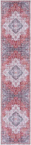 Miniatura 3 de SAFAVIEH Serapi Collection - Alfombra de pasillo, 2 x 9 pies, color marfil y óxido, no desprende pelusa, lavable a máquina y antideslizante, ideal