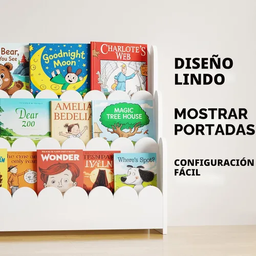 Miniatura 7 de SpaceAid Estantería festoneada de 3 niveles, estantería Montessori para niños pequeños, estante organizador de libros de madera, muebles de Negro