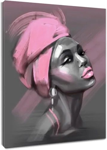 Miniatura 11 de LB Arte de pared de mujer afroamericana, mujer negra con cabello dorado, impresiones de pintura abstracta, belleza moderna negra y dorada para sala
