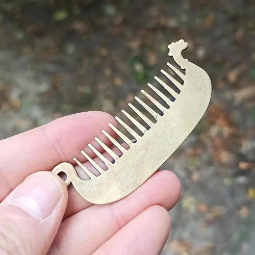 Miniatura 5 de Peine de metal para barba Viking Drakkar Custom bigote cuidado y belleza