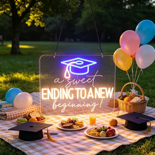Miniatura 16 de Class of 2026 - Letrero de neón con texto en inglés "Congrats Grad" LED regulable USB Felicidades Graduación Cap Light Decoración de pared para sala