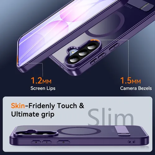 Miniatura 6 de OWKEY Funda magnética para Samsung Galaxy A37/A36 Bark Phone Pro 5G con soporte, funda magnética a prueba de golpes para Magsafe translúcida mate