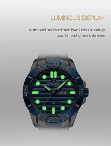 Miniatura 5 de NAVIFORCE Relojes de pulsera para hombre de acero inoxidable analógico de cuarzo resistente al agua con fecha