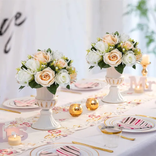 Miniatura 2 de Sziqiqi Flores de Rosas de Seda Artificial Flores Artificiales para Decoraciones de Centros de Mesa de Fiestas de Boda Flores Decorativas