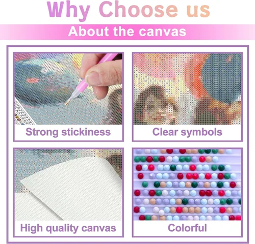 Miniatura 3 de Kits de pintura de diamantes 5D para adultos, globo, pintura con diamantes de río, lienzo redondo de diamantes de imitación para decoración de pared