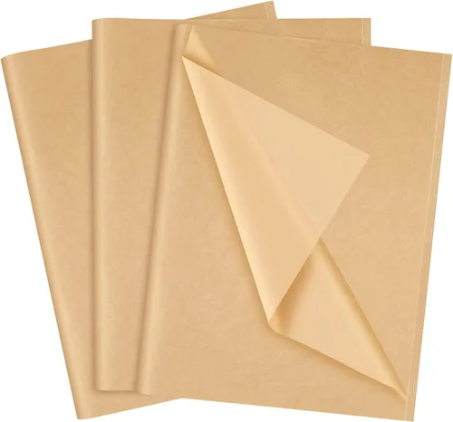 NEBURORA Papel de Seda Kraft para Bolsas de Regalo 60 Hojas Papel de Envolver Beige a Granel 14 X 20 Pulgadas Papel de Envolver Marrón para Relleno