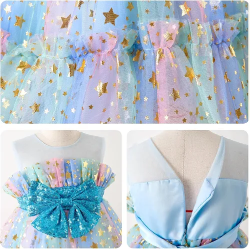 Miniatura 6 de Miipat Vestido de niña de flores para bebé, boda, fiesta, tul, princesa, vestido de baile, vestido formal con lazo para la cabeza
