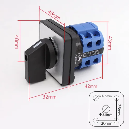Miniatura 2 de Interruptor selector de cambio universal, interruptor de transferencia de energía, 2 posiciones 8 terminales, LW26-10 C04/2 380V 10A Motor