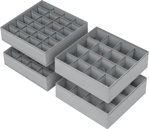 Miniatura 10 de Joyoldelf - Organizador de cajones de calcetines, divisor de ropa interior, organizador de 16 celdas, organizador de cajones de tela, cajas de 2-Gris