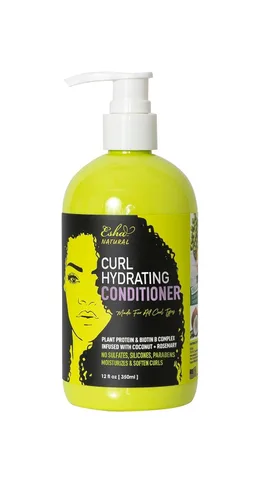 Esha Girl Natural - Acondicionador hidratante para rizos, hidrata rizos 3C y 4C con aceites de coco y romero, biotina, aroma a frutas tropicales (12