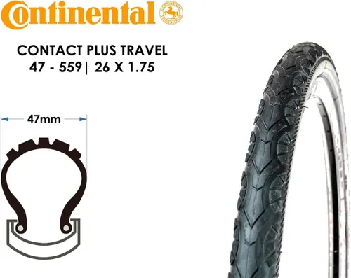 Miniatura 2 de Continental Contact Plus Travel Bike Tire - E-Bike Rated, SafetyPlus Puncture Protection, All Terrain Bicycle Tire (26'', 28'')