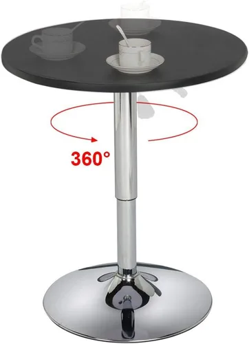 Miniatura 5 de Yaheetech Mesa de bar con parte superior de MDF color negro y base de patas color plateado, ajustable, capacidad de 66 libras., Negro