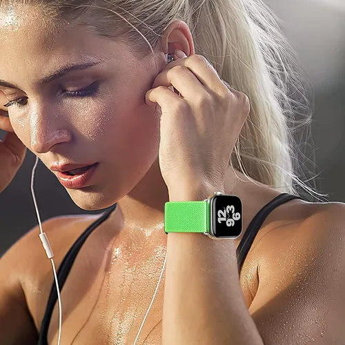 Miniatura 4 de Paquete de 15 correas elásticas de nailon suave compatibles con Apple Watch de 1.496 pulgadas, 1.575 pulgadas, 1.614 pulgadas, 1.654 pulgadas, 1.732