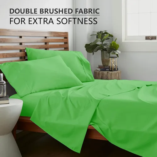 Miniatura 2 de American Home Collection Juego de sábanas tamaño Twin - Bolsillo profundo de 16 pulgadas - Sábanas de cama de microfibra ultra suave - Verde
