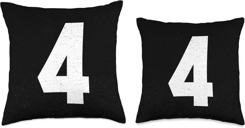 Miniatura 3 de Jersey Uniform Number 4 Number #4 - Almohada deportiva de estilo atlético, 16 x 16 pulgadas, multicolor