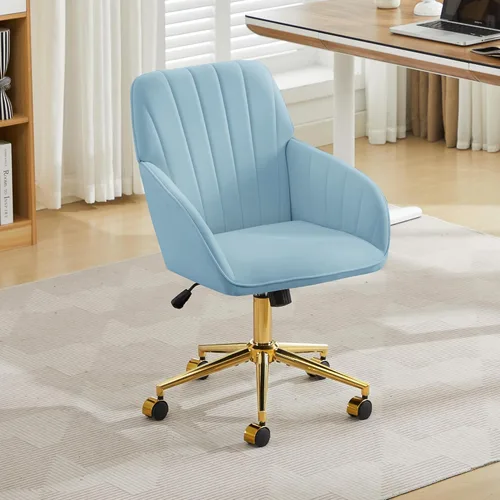 Miniatura 2 de Silla de escritorio de terciopelo para oficina en casa, moderna y bonita silla de trabajo para computadora con respaldo, silla de tocador tapizada
