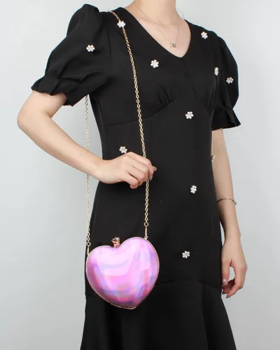 Miniatura 3 de Goclothod Bolso de mano de cuero con forma de corazón con purpurina para mujer