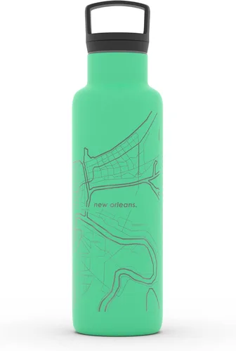 Miniatura 203 de Well Told Botella de agua aislada con mapa de Washington DC grabado, botella de acero inoxidable grabada (21 onzas, blanco) botella aislada de mapa