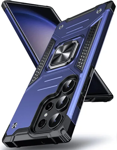 Miniatura 14 de Anqrp Funda para Galaxy S22 Ultra, Funda Protectora de Teléfono de Grado Militar con Soporte Plegable de Anillo de Metal Giratorio