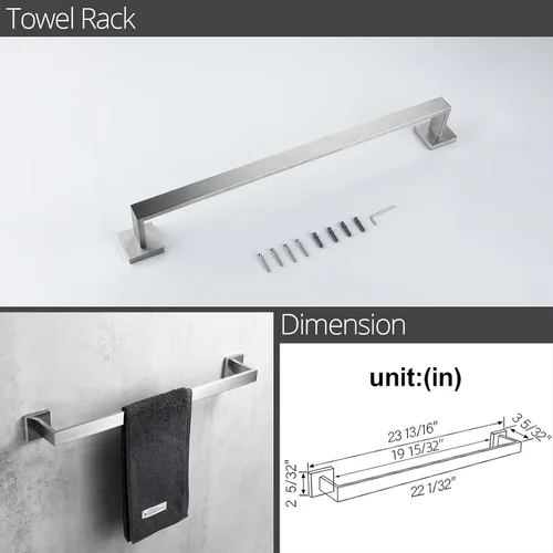 Miniatura 5 de BAGNOLUX Juego de Herrajes de Baño de 4 Piezas, Juego de Portatoallas de Baño de Acero Inoxidable SUS304, Juego de Barra Portatoallas para Montaje