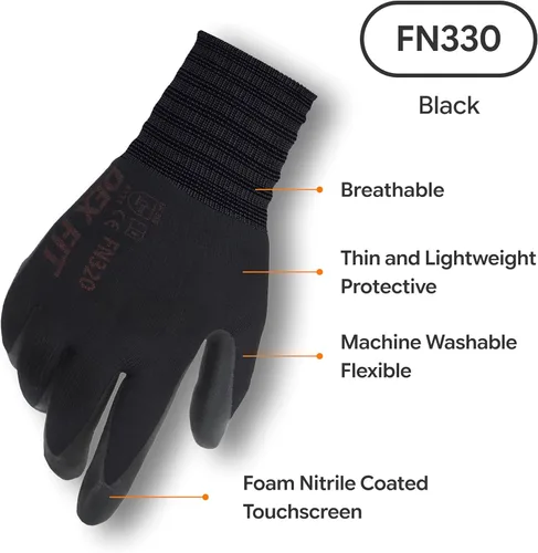 Miniatura 2 de DEX FIT Nitrile Work Gloves FN330,Stretch Fit, Touchscreen, Power Grip in Wet & Oily Conditions, Men & Women