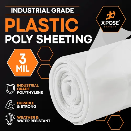 Miniatura 3 de Xpose Safety Láminas de plástico transparente – Rollo de 10 x 25 pies – Hoja de polietileno resistente de 3 mil – Impermeable, a prueba de polvo